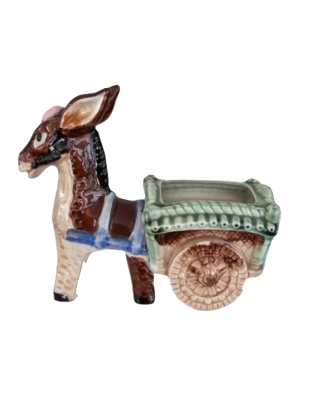 Vintage Multicolour Donkey Ceramic Planter Occupied Japan 8 x 6.5 inch MCM